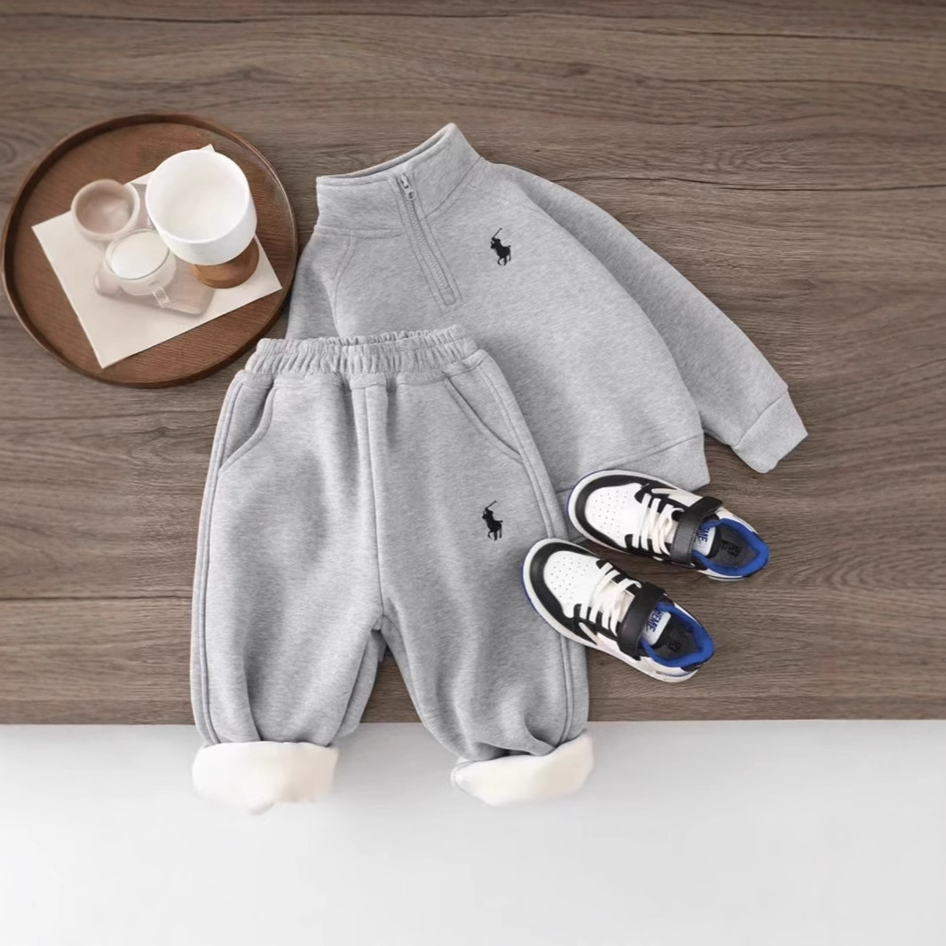 5秋冬装4男童6加绒加厚半拉链运动卫衣套装7儿童装8小男孩3岁宝宝