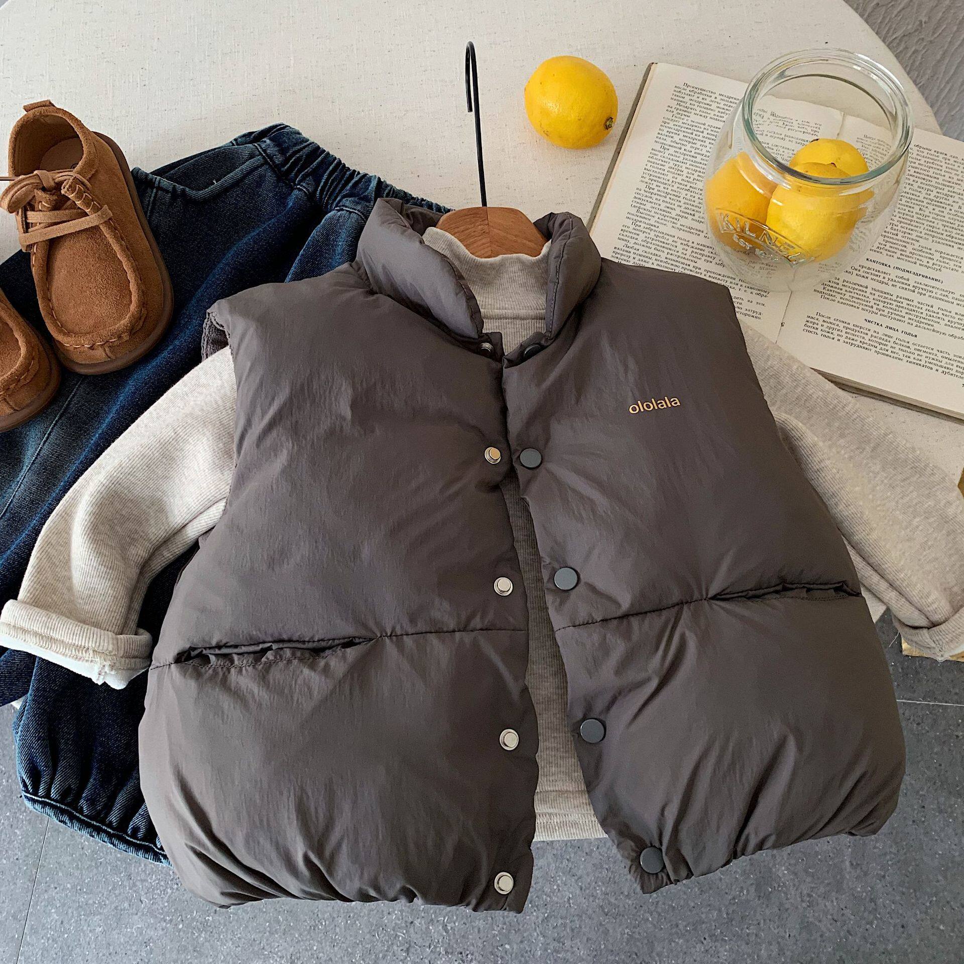 5冬装4女童6加厚卡通企鹅立领马甲儿童装男童百搭背心3岁棉衣宝宝