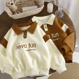 7儿童装 拼色卫衣polo衫 8小男孩9上衣服10岁2宝宝3 4男童6长袖 5秋装