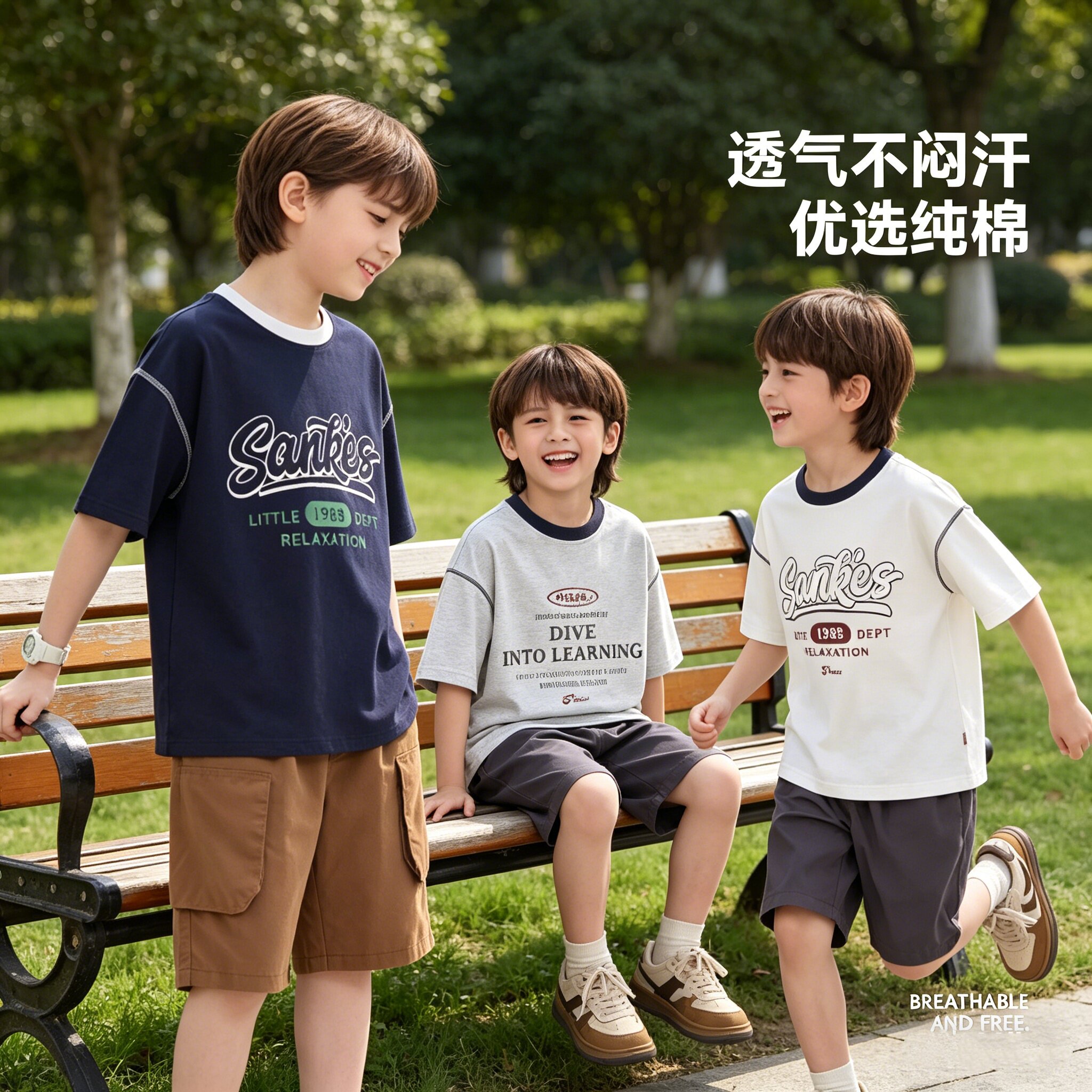 5夏装4女童6纯棉字母印花短袖T恤衫7中大童8男童3岁凉感上衣2宝宝