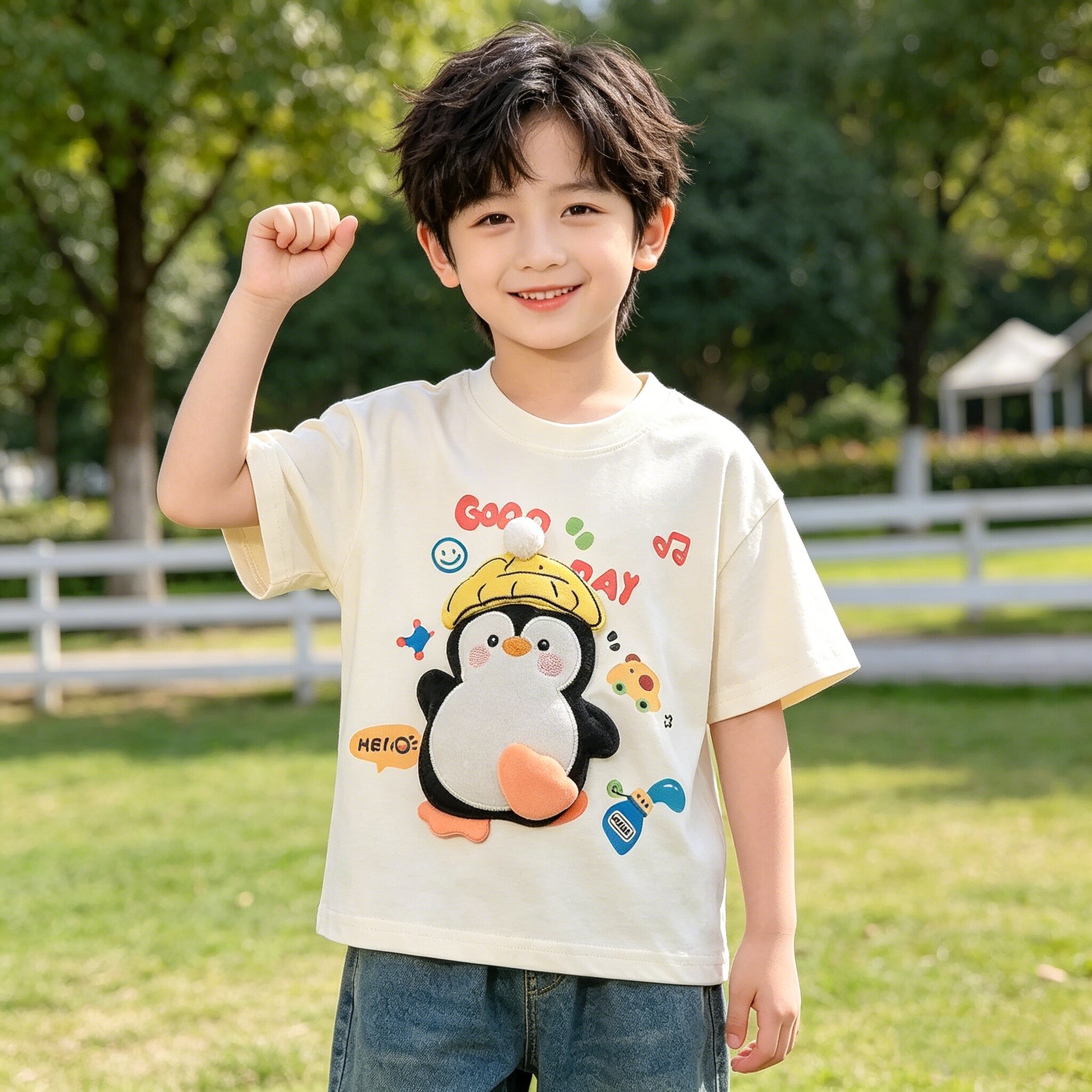 5夏装4女童6纯棉立体玩偶短袖T恤衫7中大童8男童3岁半袖上衣2宝宝