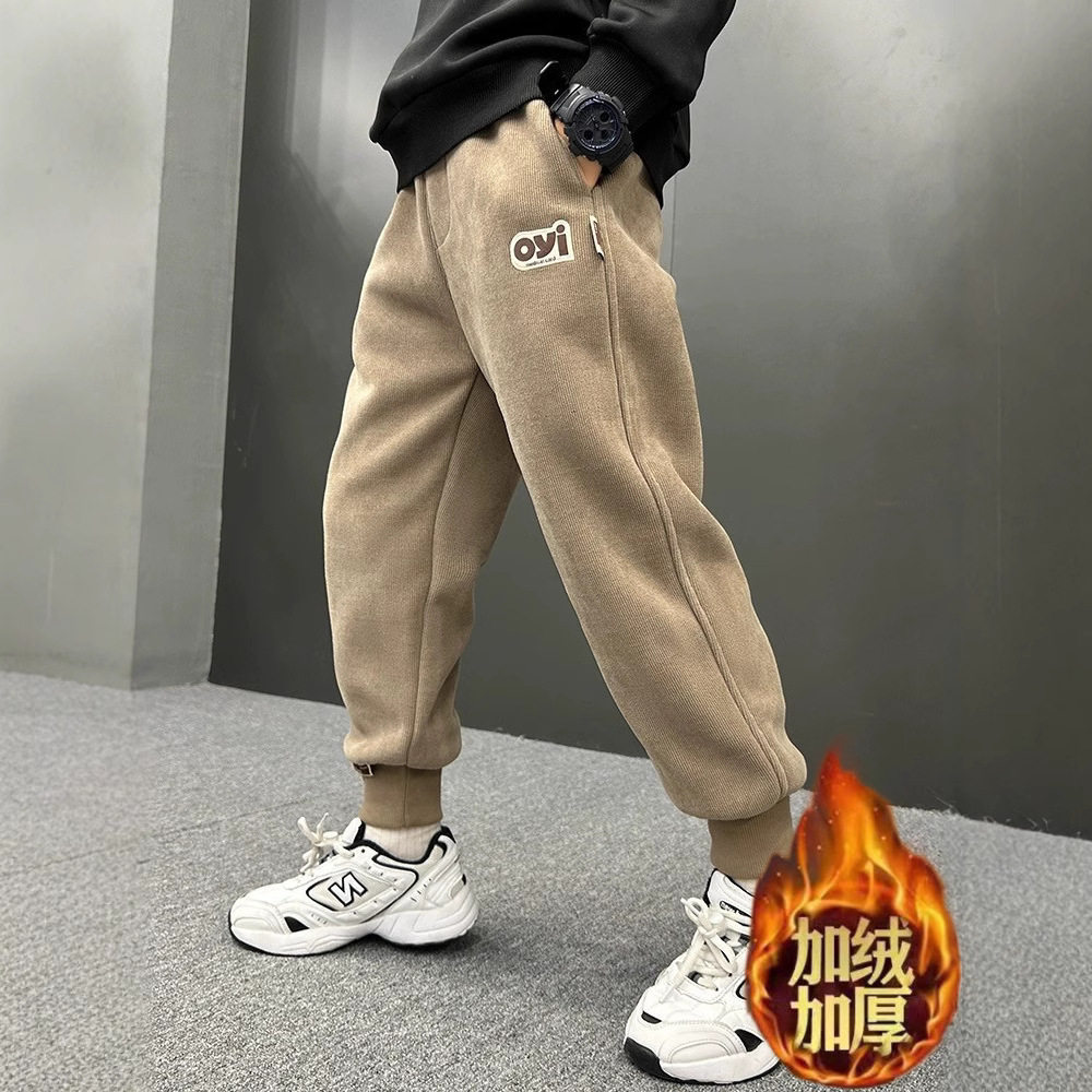 冬款男童加绒加厚灯芯绒卫裤7儿童装8小男孩10长裤灯笼裤9岁6宝宝