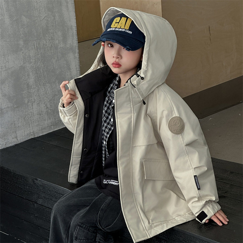 冬装女童6加厚工装羽绒服外套7儿童装8男童9派克服10岁冲锋衣宝宝