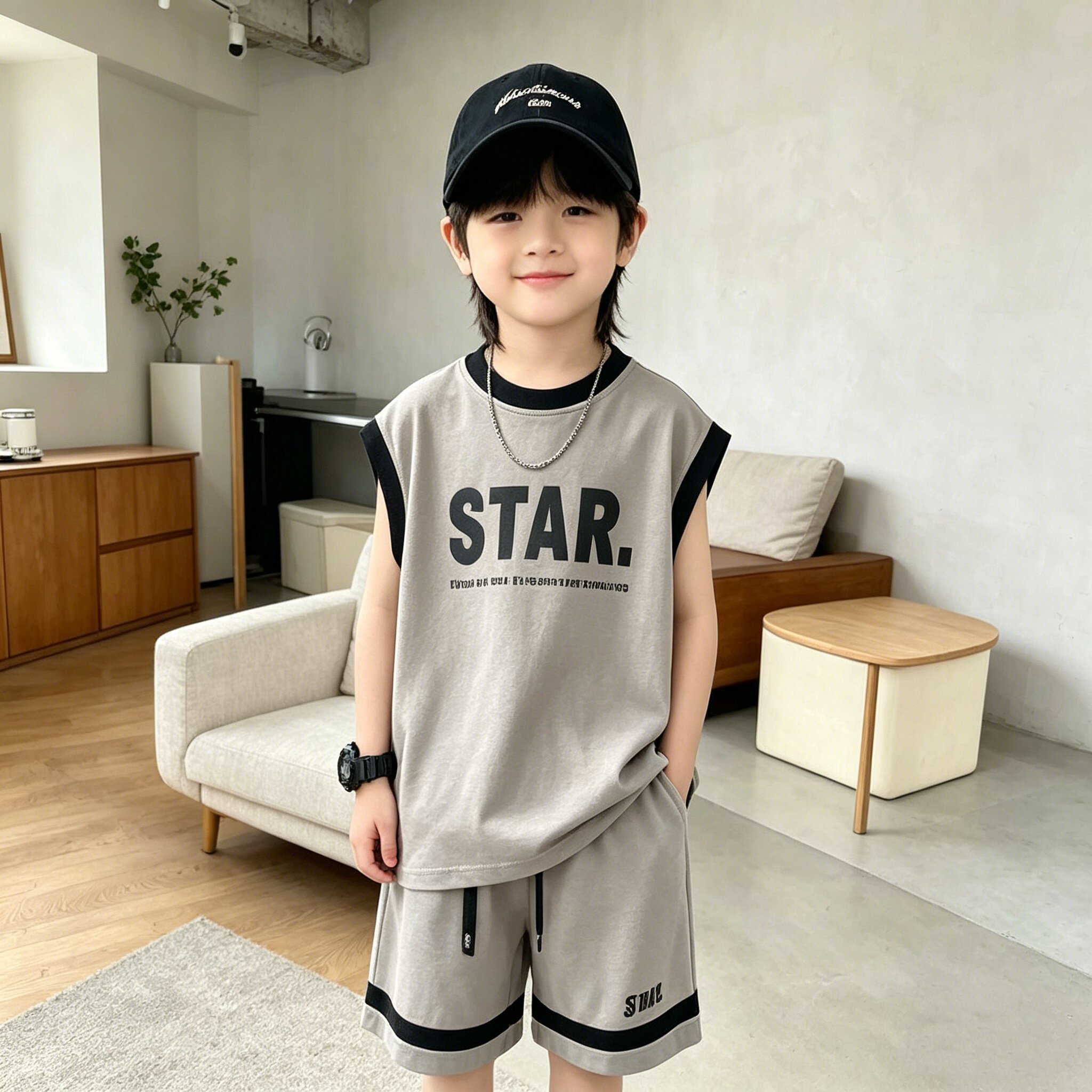 5夏装男童6无袖T恤短裤套装7儿童装8小男孩9岁背心篮球运动服宝宝