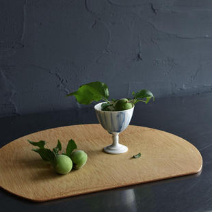 日本公长斋小菅 竹制半月盆家用日式餐垫一人食圆形托盘