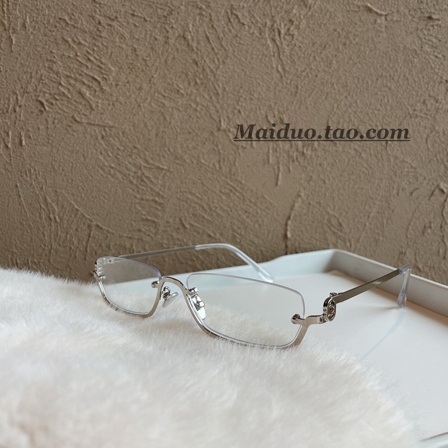 欧美个性时尚下半框方形银边平光镜女高级感复古配度数近视眼镜架