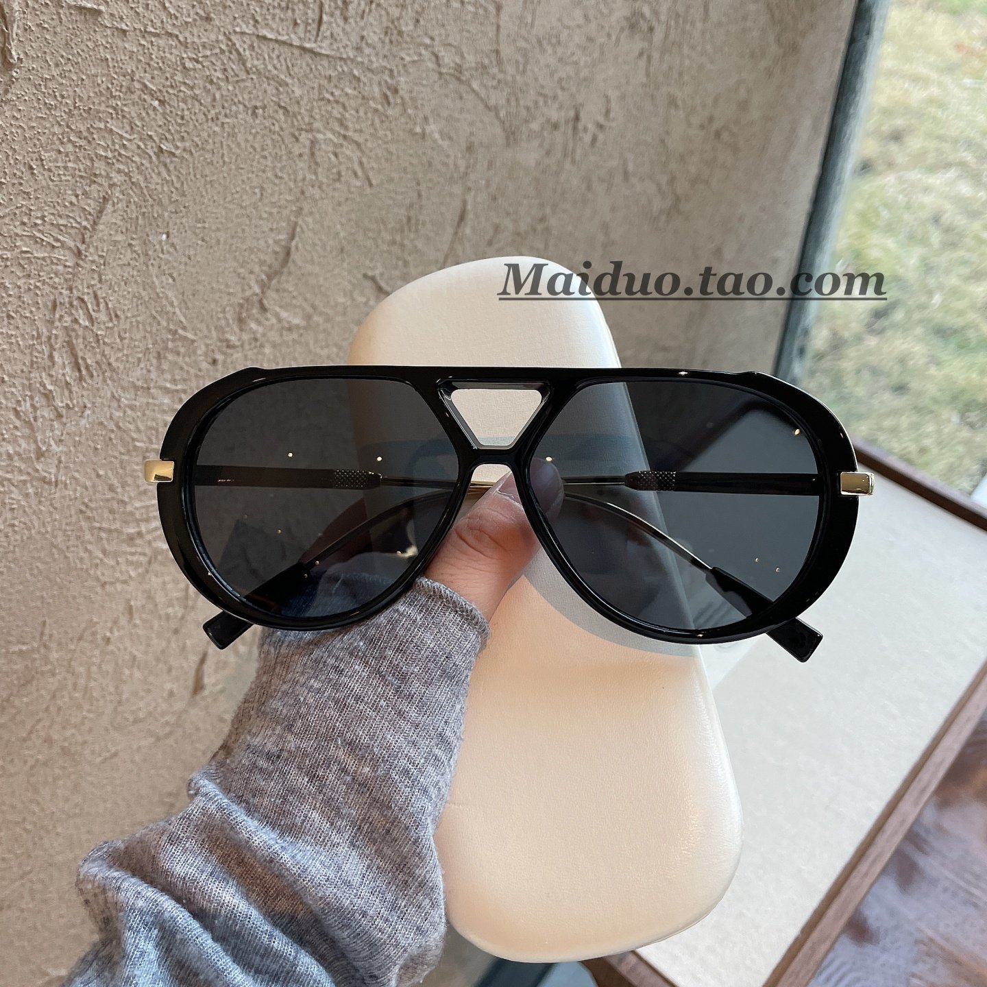 2025新款欧美豹纹复古飞行员太阳镜男女玳瑁大框百搭防紫外线墨镜