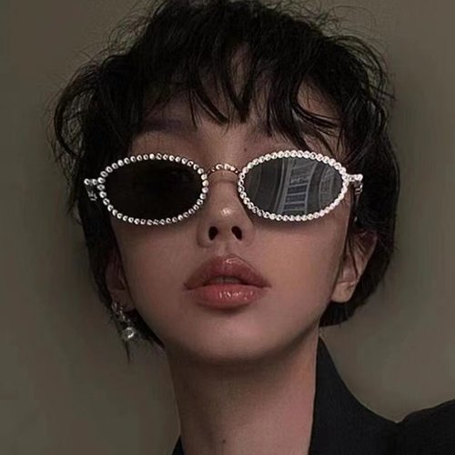 防紫外线椭圆华丽复古女太阳镜