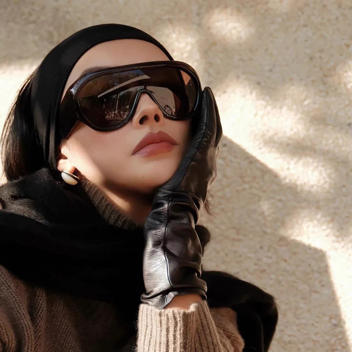 欧风复古老钱风大框墨镜女黑色连体蛤蟆镜圆脸显瘦遮阳太阳眼镜潮