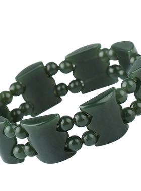 宛玉魂和田玉手链男士手排青玉细料玉石手串女士手饰霸气节节高升