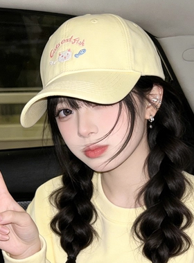 日系甜美可爱小猫刺绣棒球帽子女