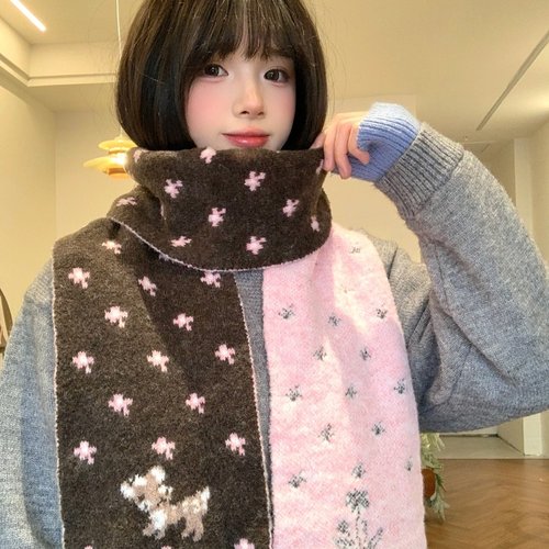 韩系小鹿双面针织围巾女生高级感