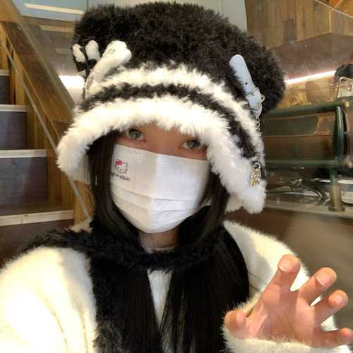 自制小熊帽可爱十字架星星毛线帽