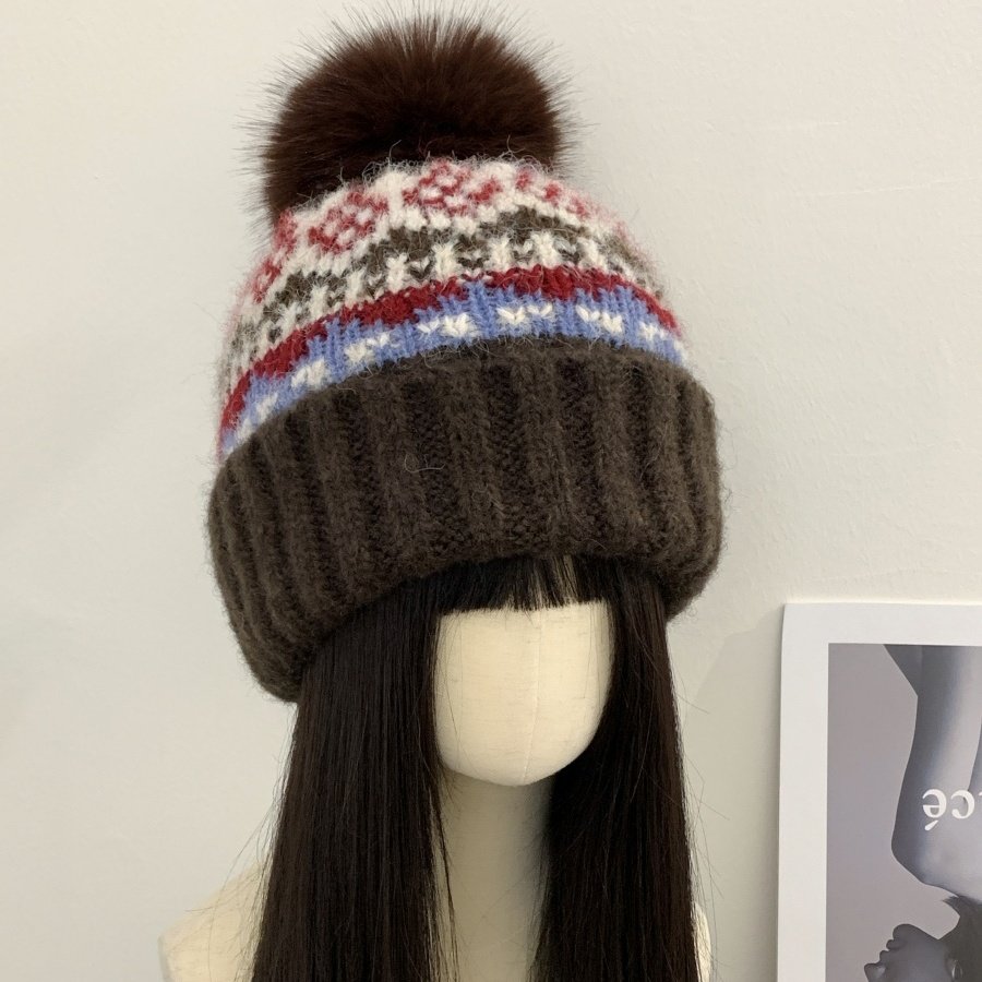 冬季毛球加绒加厚防寒保暖针织帽氛围感毛线帽护耳百搭时尚帽子女,服饰配件/皮带/帽子/围巾,帽子,淘宝优惠券,粉丝福利购,淘宝优惠卷