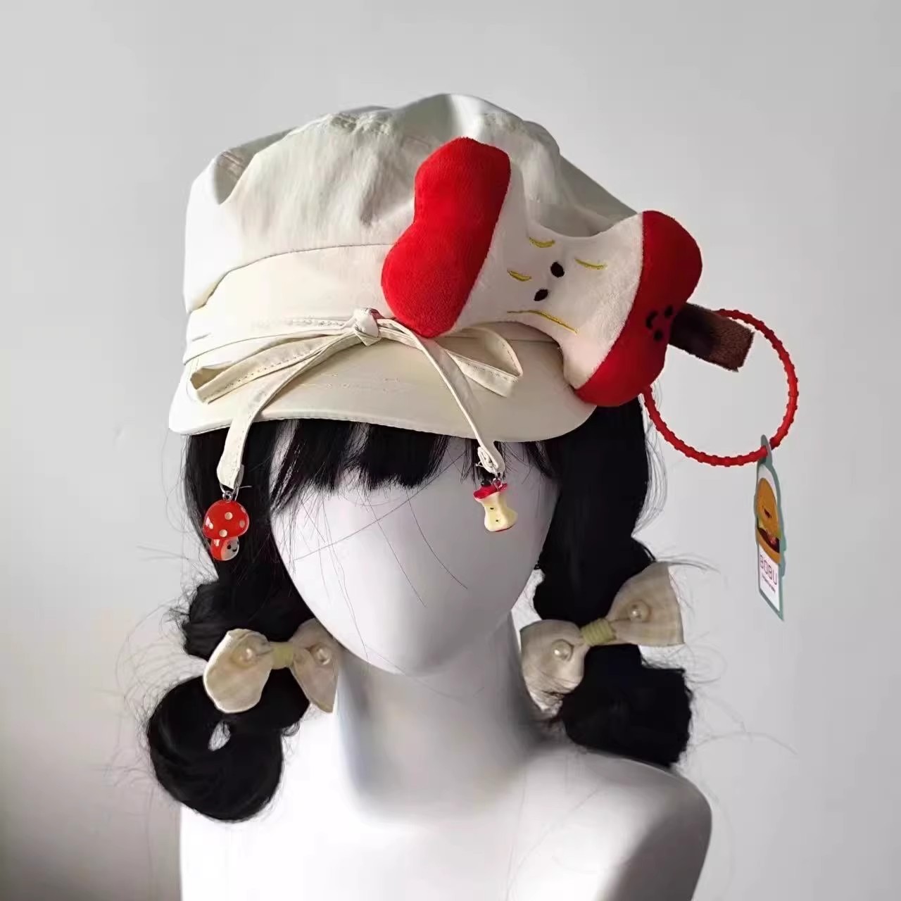 苹果画家贝雷帽可爱少女卡通甜美cos帽 显脸小红苹果日系苹果乐园