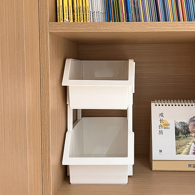 叠加塑料盒自由组合收纳筐开口工具收纳架桌面白色框子