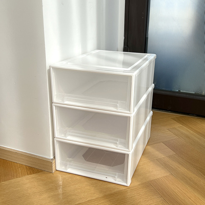 大可叔叔塑料抽屉式收纳箱桌面衣柜收纳盒 宽25cm 深34cm