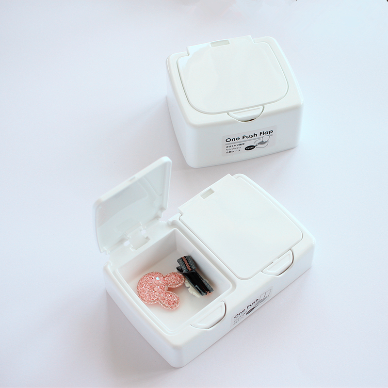 进口白色弹盖onepush收纳盒