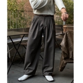 垂感休闲春款 MRDONG韩国代购 长裤 细条纹半松紧阔腿西装 气质廓 男装