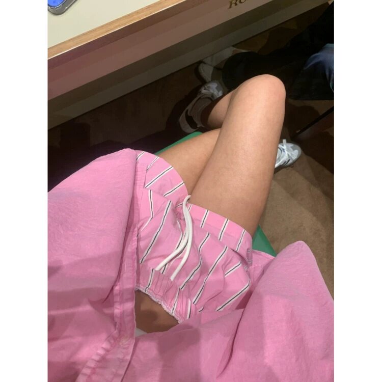MRDONG韩国代购东大门男女糖果彩色条纹宽松休闲短裤减龄潮流度假