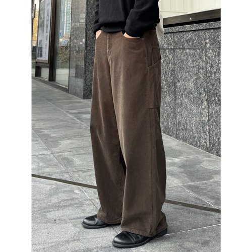 MRDONG韩国代购男装八坑灯芯绒高腰宽松直筒休闲高品轻奢秋冬长裤