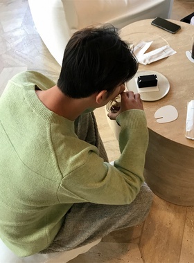 MRDONG韩国代购男装LOGAN14色高支纯色圆领针织衫多色基础百搭