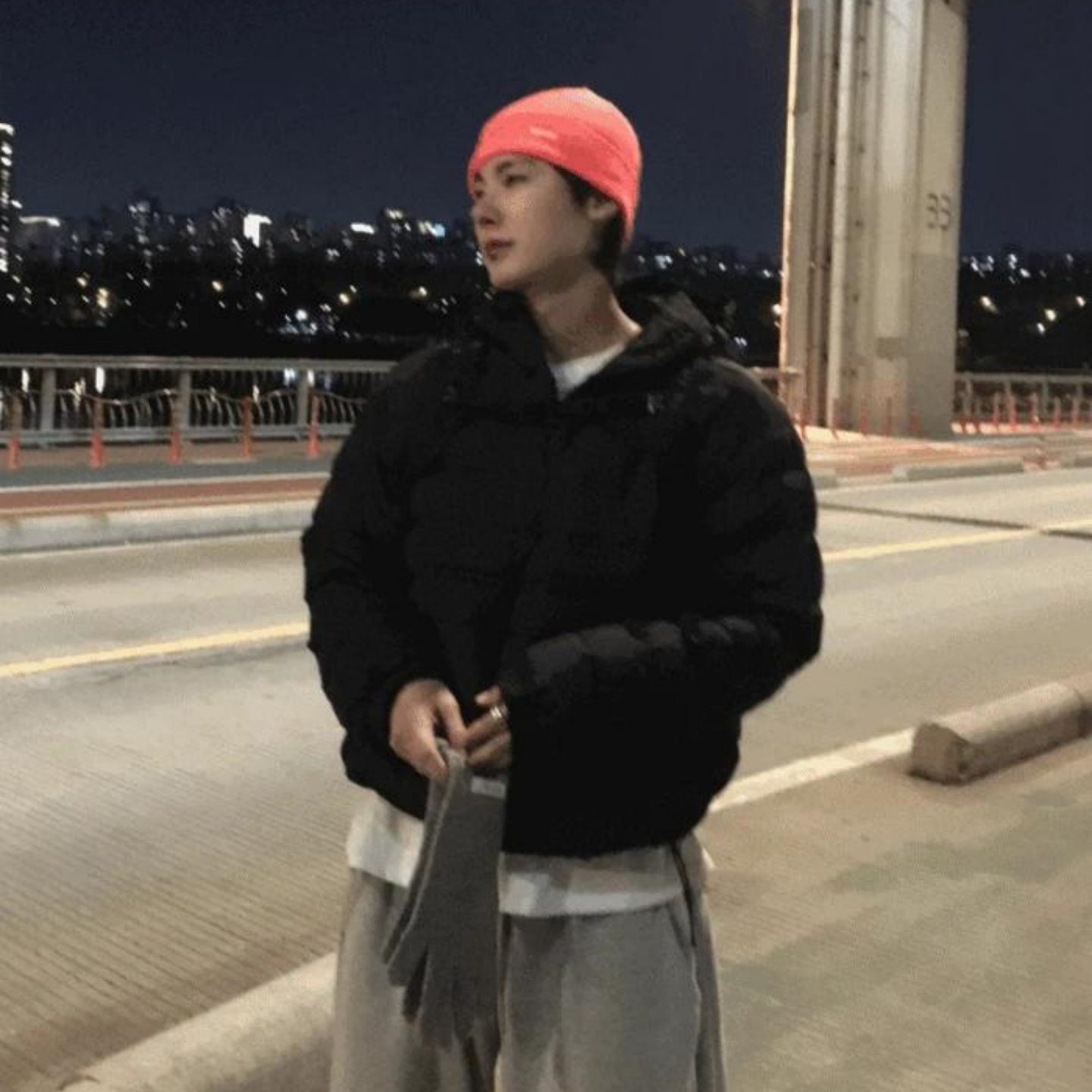 MRDONG韩国男装代购抽绳连帽半开拉链套头排骨纹轻量棉服卫衣外套