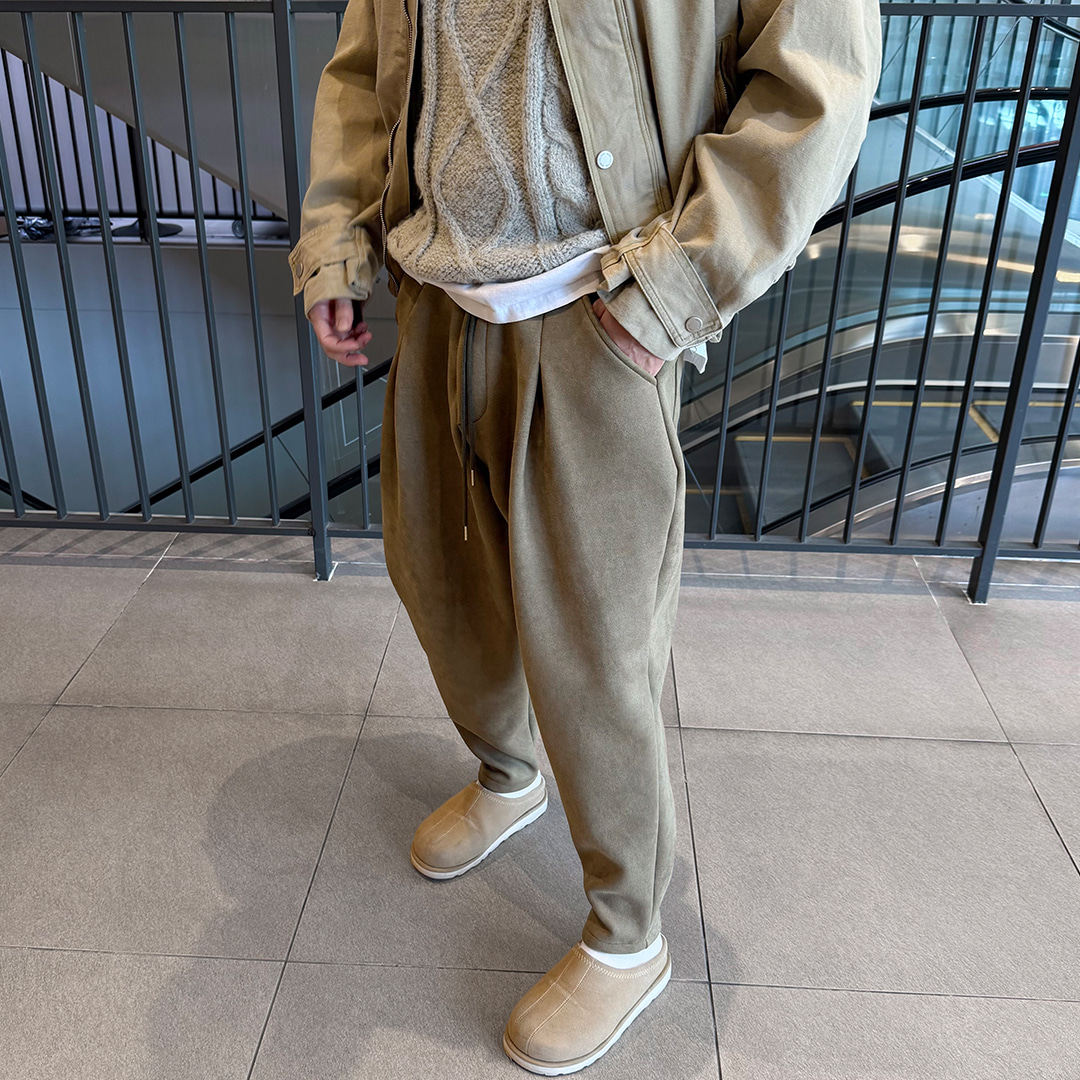 MRDONG韩国代购男装轻奢麂皮起绒立褶阔腿抽绳保暖休闲小脚长裤冬,男装,休闲裤,淘宝优惠券,粉丝福利购,淘宝优惠卷