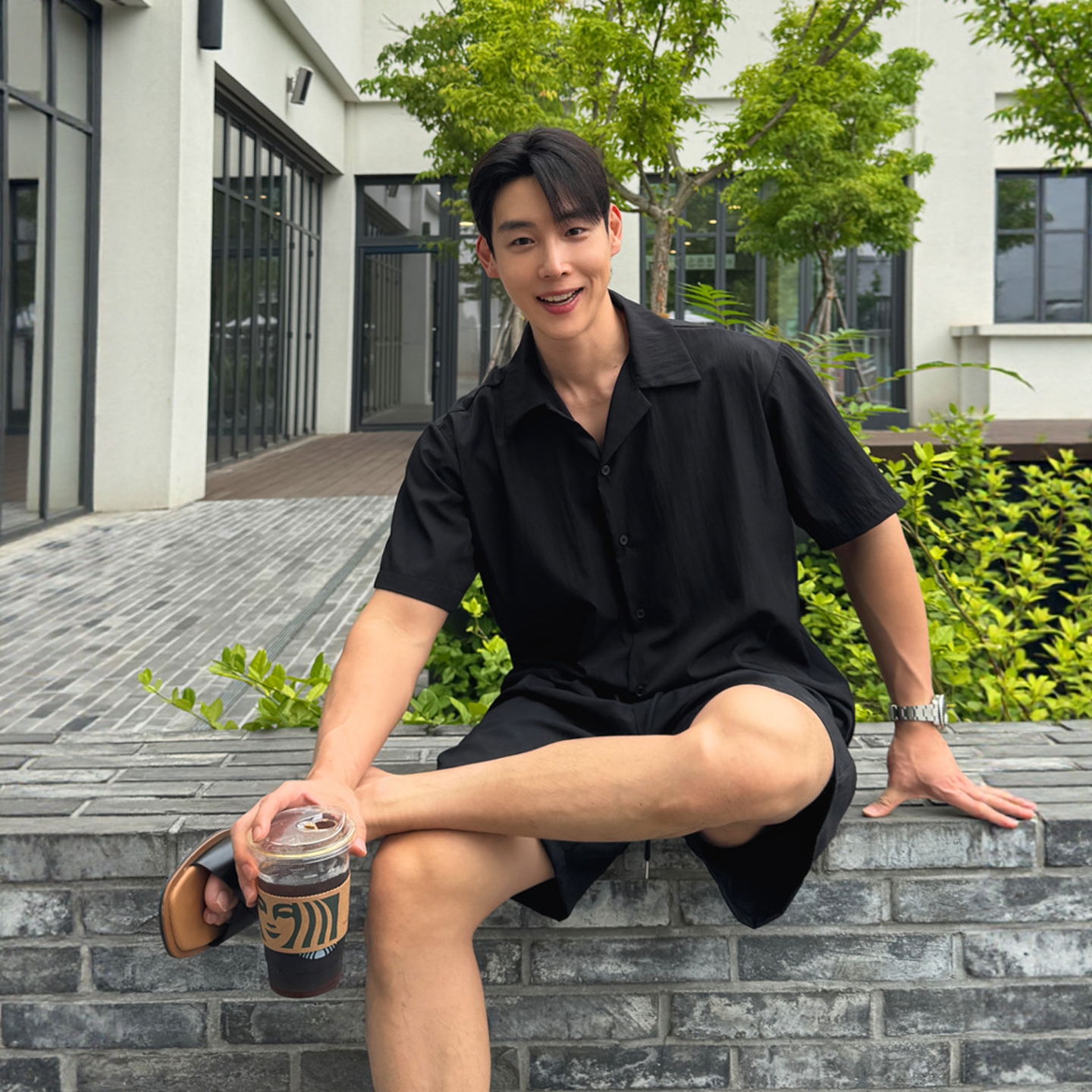 韩国男装轻薄顺滑尼龙短袖衬衫