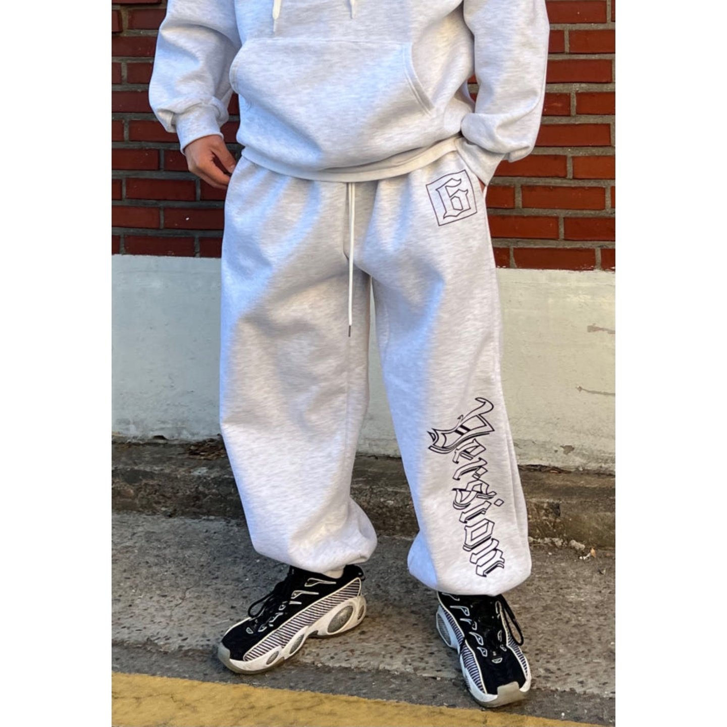 MRDONG韩国代购男装立体字母刺绣加绒抽绳阔腿卫裤高腰垂感秋冬款,男装,休闲裤,淘宝优惠券,粉丝福利购,淘宝优惠卷