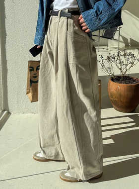 MRDONG韩国代购男装设计师阔腿掐褶重工小众高品轻奢显瘦休闲裤