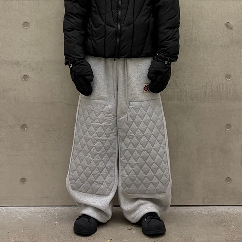 韩国代购摇粒绒菱格压纹棉休闲裤