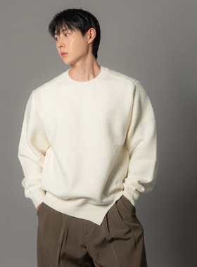 MRDONG韩国代购男装LOGAN户型裁剪不规则圆领设计师针织毛衣