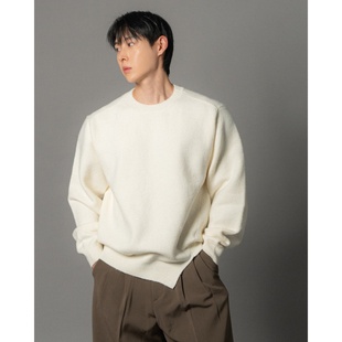 MRDONG韩国代购男装LOGAN户型裁剪不规则圆领设计师针织毛衣