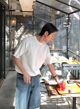 MRDONG韩国代购男装强推一体插肩短袖针织T恤春夏气质亲肤透气