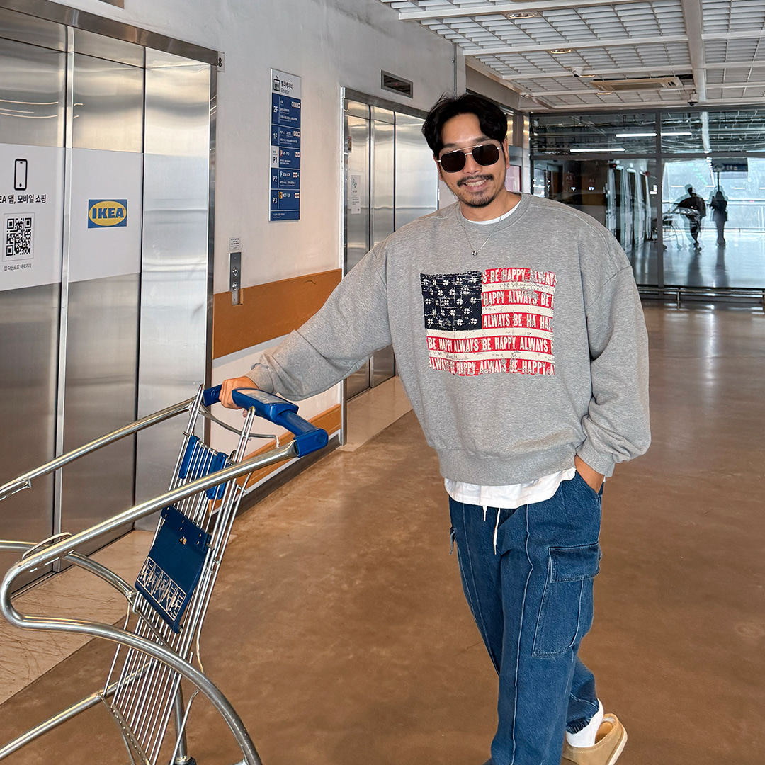 MRDONG韩国代购男装美式字母拼布圆领卫衣复古廓形气质重工潮流,男装,卫衣,淘宝优惠券,粉丝福利购,淘宝优惠卷