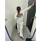 美式 MRDONG韩国代购 男装 字母印花宽松圆领卫衣旧化做旧风层次感型