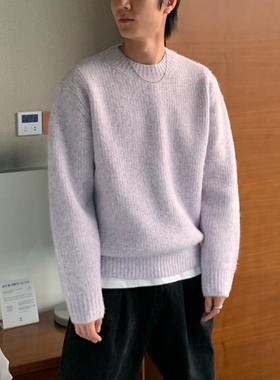 韩国男装代购直播LOGAN美利奴羊毛羊驼毛混纺清新混色针织衫毛衣