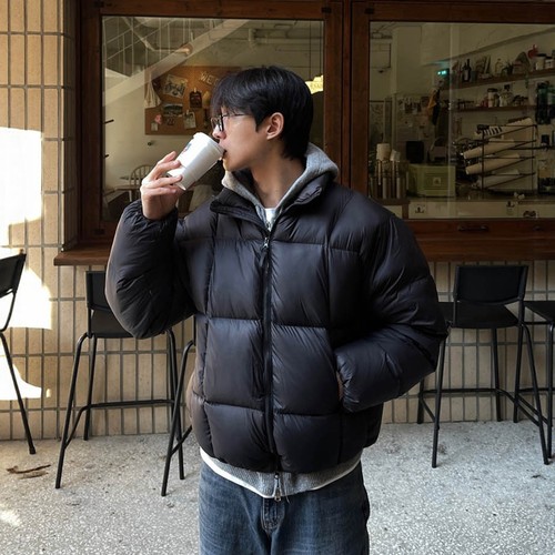 韩国男装鸭绒蓬松面包块羽绒服