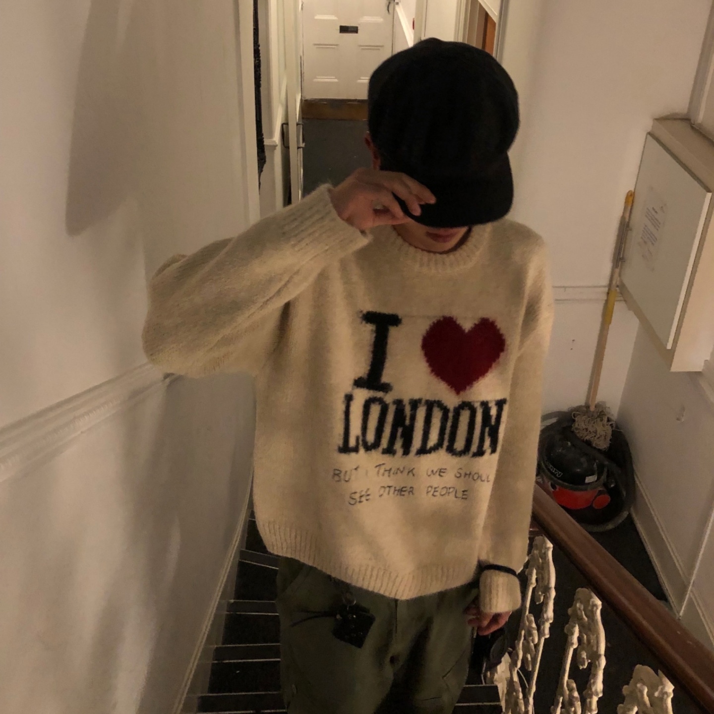 MRDONG韩国代购男装I LOVE LONDON毛衣柔软针织百搭冬季休闲
