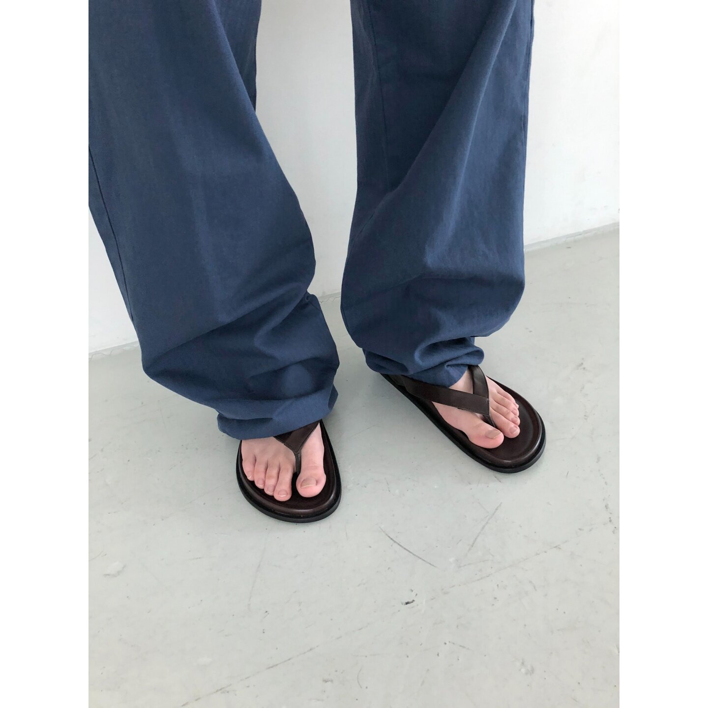 MRDONG韩国代购东大门男装真皮夹脚凉拖厚底人字拖潮流外穿度假风