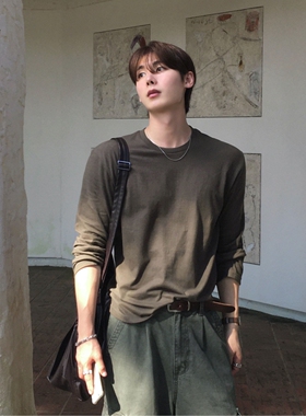 MRDONG韩国男装代购纯棉正肩基础款简约百搭OOTD打底休闲长袖T恤