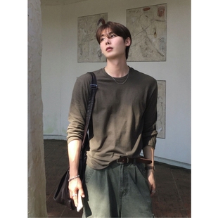 简约百搭OOTD打底休闲长袖 纯棉正肩基础款 T恤 代购 MRDONG韩国男装