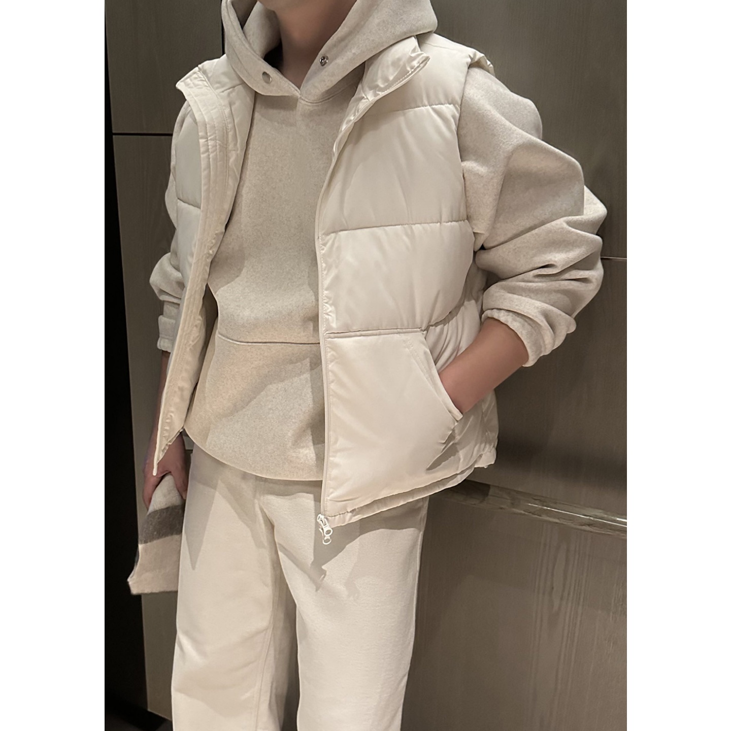 韩国男装保暖抽绳可收腰棉服马甲