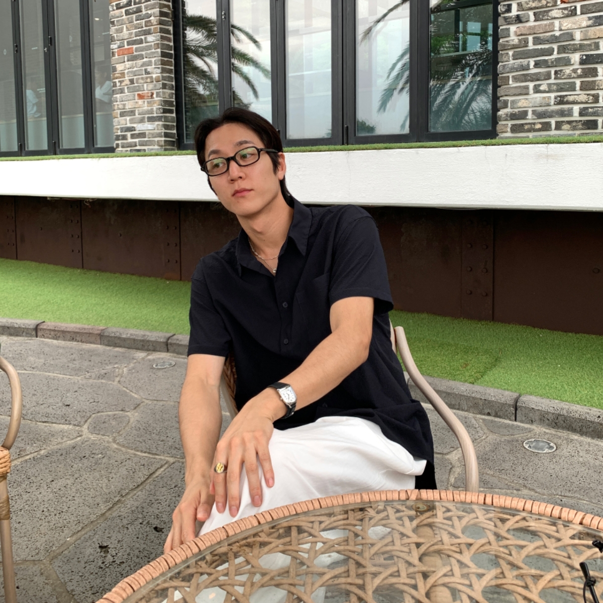 MRDONG韩国男装代购高品透气薄款轻熟休闲夏季单口袋宽松短袖衬衫