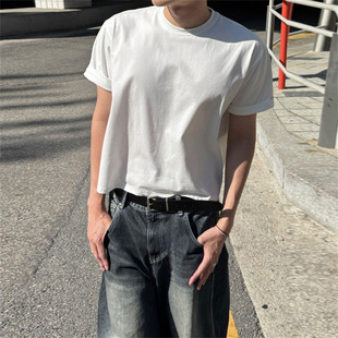 MRDONG韩国男装代购纯棉时尚短款简约休闲设计师OOTD宽松短袖T恤