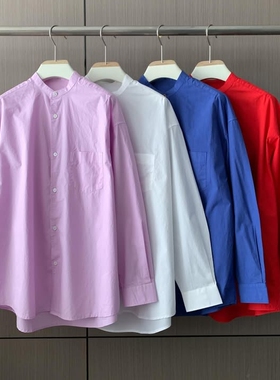 MRDONG韩国代购男装SIGNIGT利亚姆立领衬衫纯色宽松清冷文雅高级