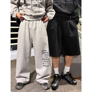 立体褶线垂感街头长裤 宽松高腰百慕大短裤 休闲 男装 MRDONG韩国代购