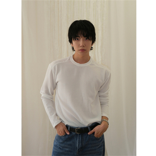 代购 圆领11色打底针织长袖 cropped秋季 时尚 T恤 短款 MRDONG韩国男装