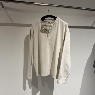 韩国代购假两件落肩亨利领春长袖